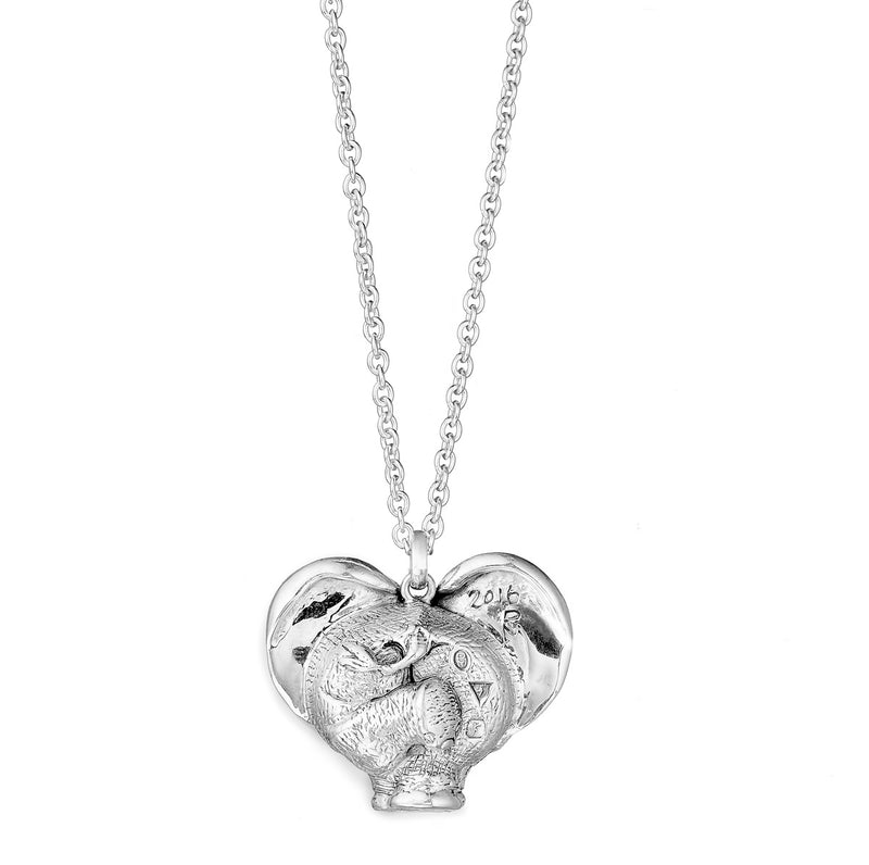 Back of the ZoZo Elephant Heart Pendant & Chain in Sterling Silver - Medium
