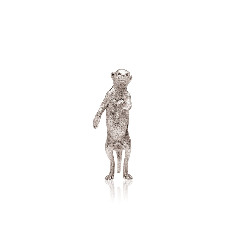 Meerkat Baby Standing (8) Sculpture in Sterling Silver - Large