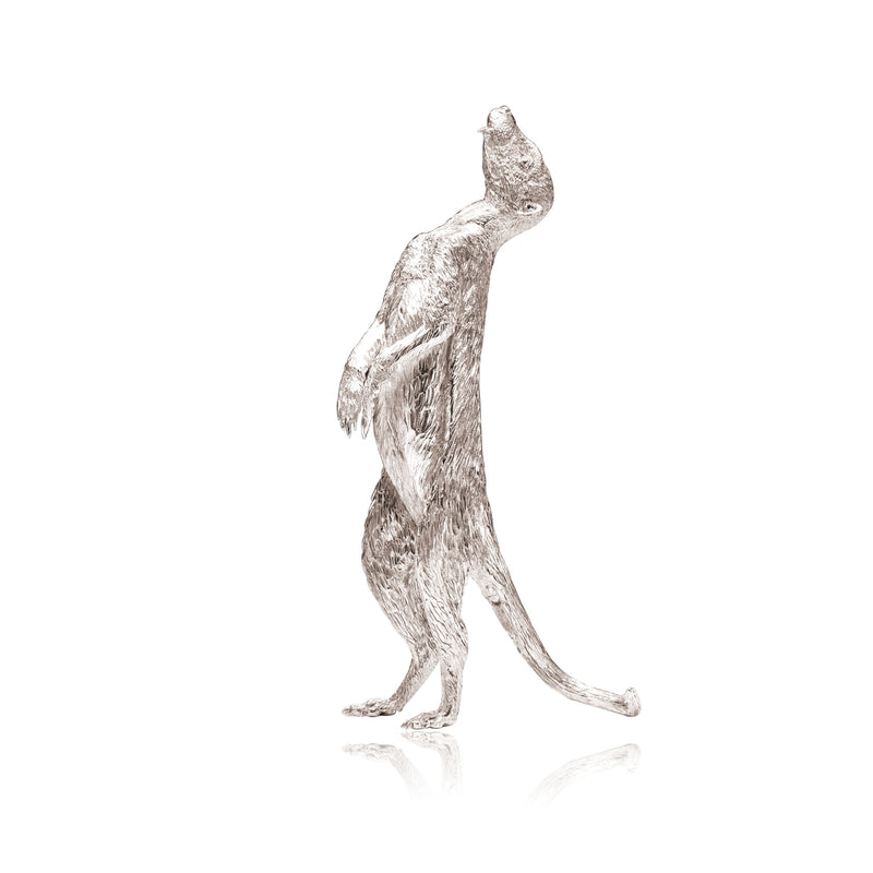 Meerkat Male Looking Up (4) Sculpture in Sterling Silver - Large