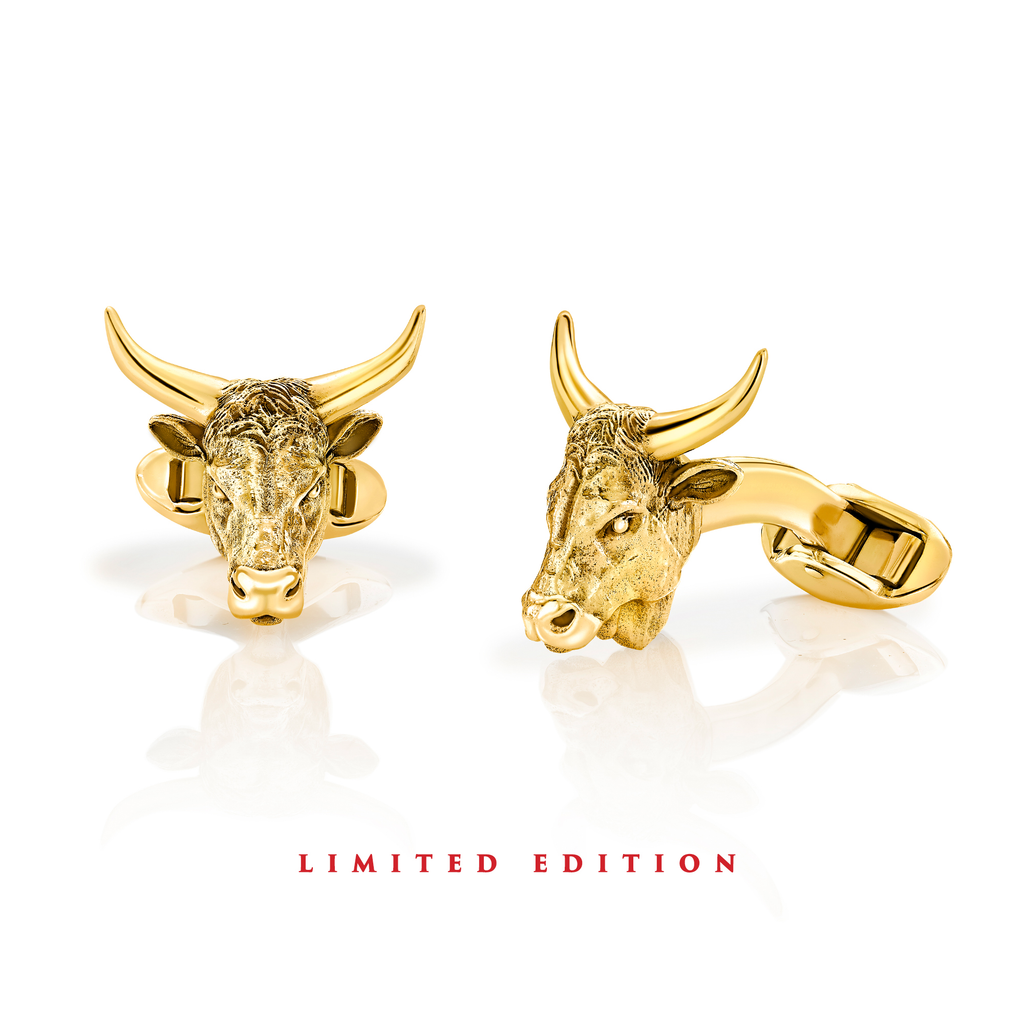 Ox Zodiac Cufflinks in 18ct Gold by Patrick Mavros