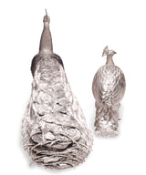 The Peacock Pair Sculpture in Sterling Silver 