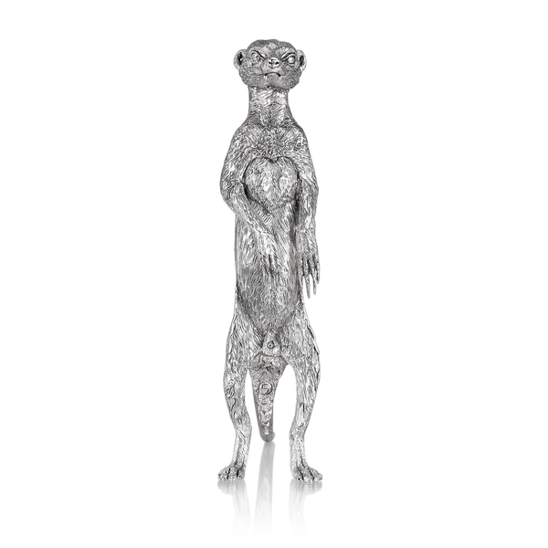 Meerkat Male Looking Straight (3) Sculpture in Sterling Silver - Large