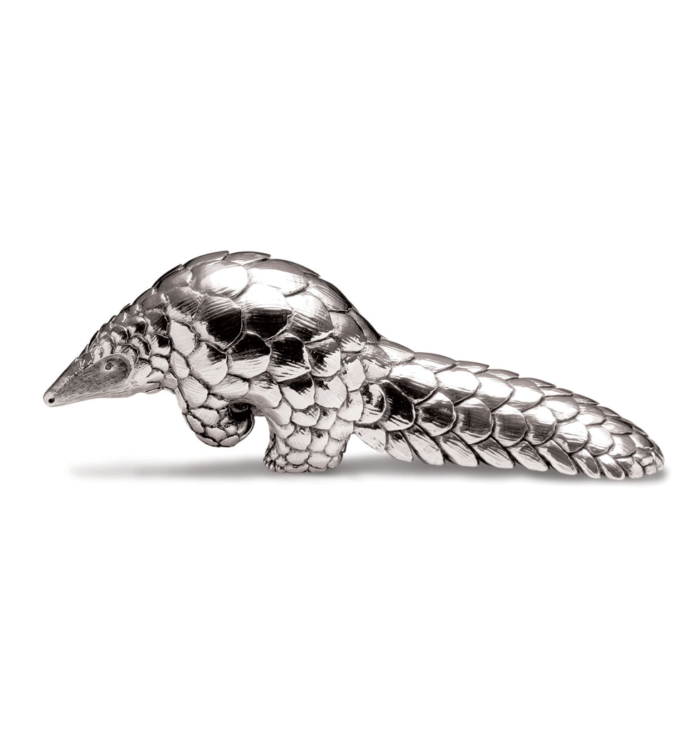 Pangolin Walking Sculpture in Sterling Silver - Large
