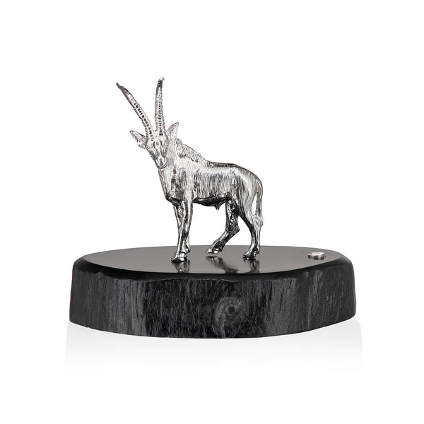 Sable Sculpture in Sterling Silver on Zimbabwean Blackwood base - Miniature