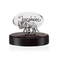 Wildebeest Place Card Holder in Sterling Silver on Zimbabwean Blackwood base