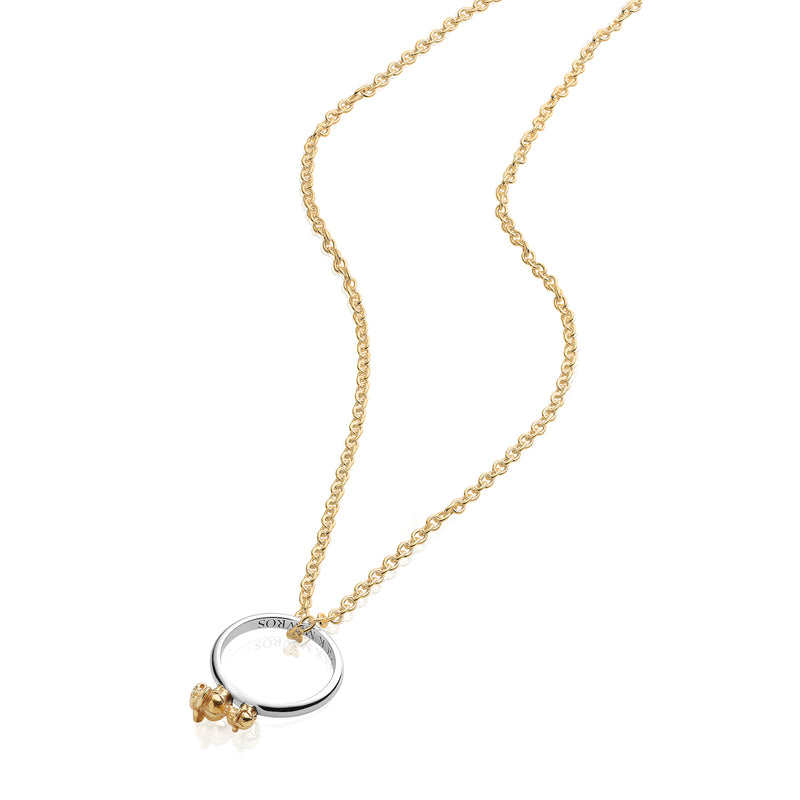 Ma & Ba Ele Ring in Sterling Silver & 18ct Gold and Link Chain in 18ct Gold