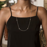 Model Wearing ZoZo Elephant Multiple Stacking Necklace in Sterling Silver