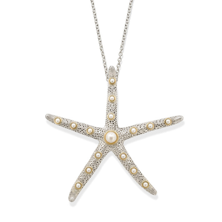 Plus Grande Starfish Necklace in Pearl and Sterling Silver