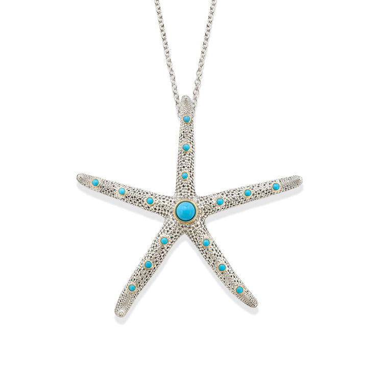 Plus Grande Starfish Necklace in Turquoise and Sterling Silver