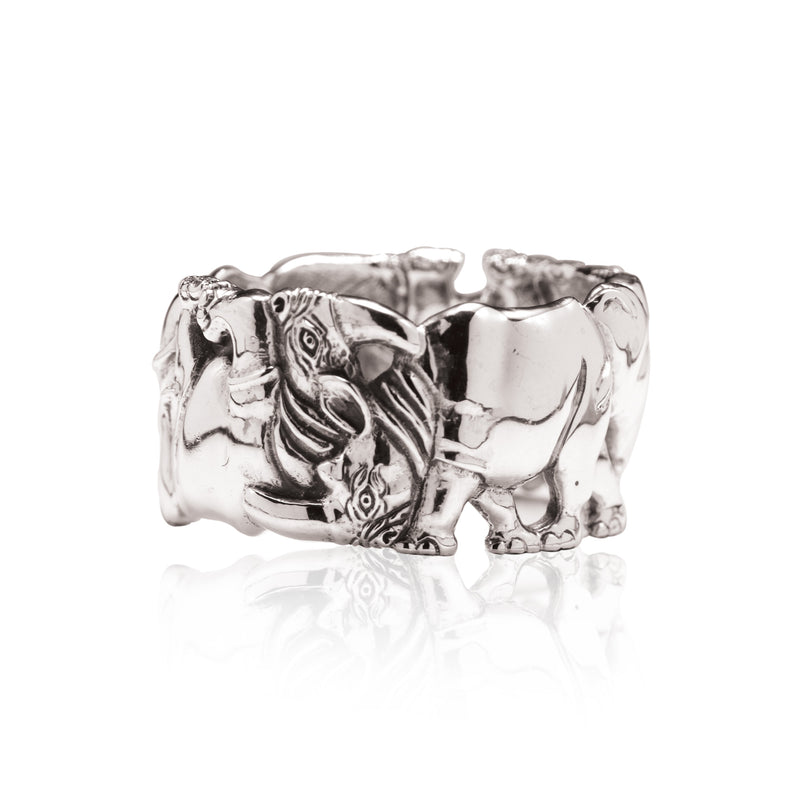 Rhino Napkin Ring in Sterling Silver