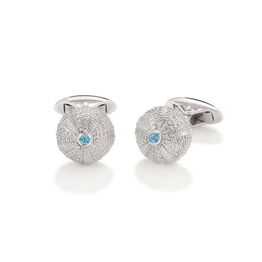 Sea Urchin Cufflinks Topaz Silver