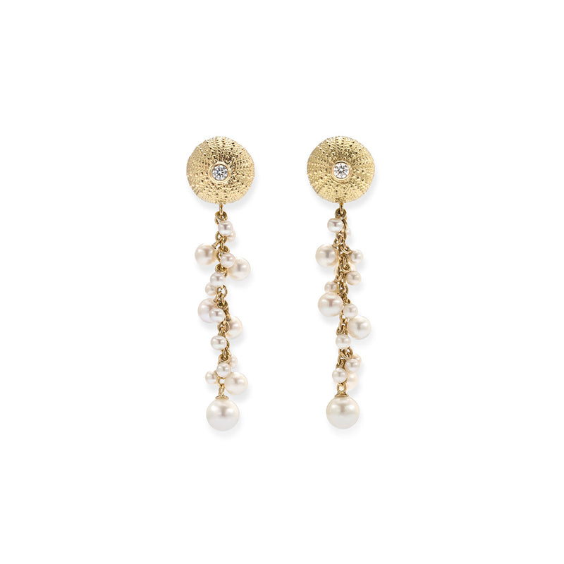 Sea Urchin Dangle Earrings in 18ct Gold