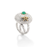 Sea Urchin Grande Ring in Sterling Silver with 18ct Gold in Chrysoprase