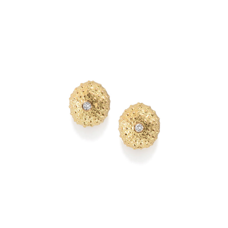 Sea Urchin Petite Stud Earrings in 18ct Gold with Diamonds
