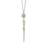 Sea Urchin Spine Petite Necklace in Blue Topaz in Sterling Silver and 18ct Gold