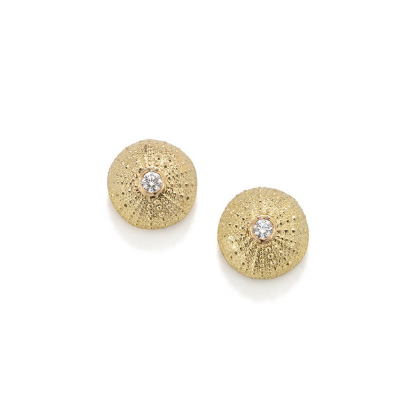Sea Urchin Stud Earrings in 18ct Gold with Diamonds