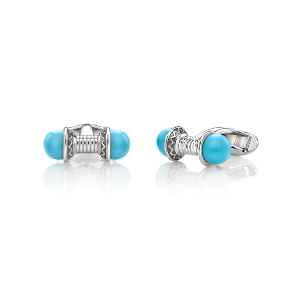 Nada Cufflinks - Turquoise in Silver by Patrick Mavros