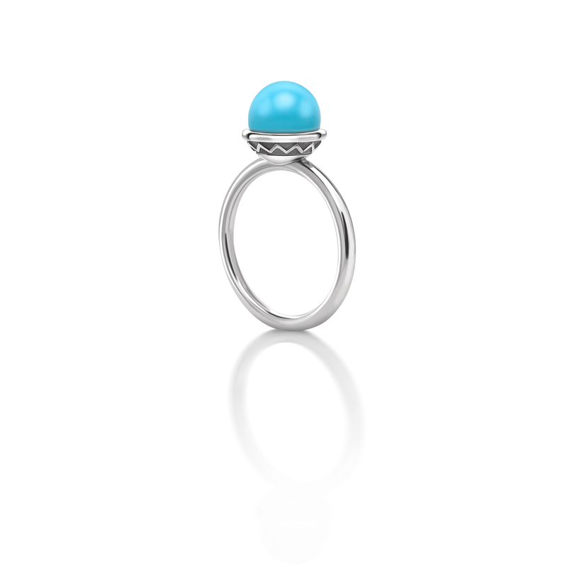 Nada Ring - Turquoise in Silver by Patrick Mavros