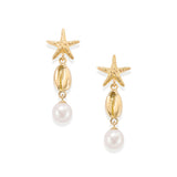 Starfish Cowrie Drop Earrings in 18ct Gold