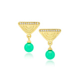 Vakadzi Drop Earrings with Diamond and Chrysoprase in 18ct Gold by Patrick Mavros