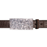 Warthog Belt Buckle in Sterling Silver and Brown Crocodile Skin Leather Belt Strap