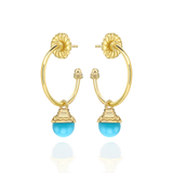 Nada Hoop Earrings - Turquoise in 18ct Gold by Patrick Mavros