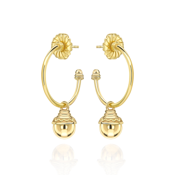 Nada Hoop Earrings - Gold Bead in 18ct Gold by Patrick Mavros