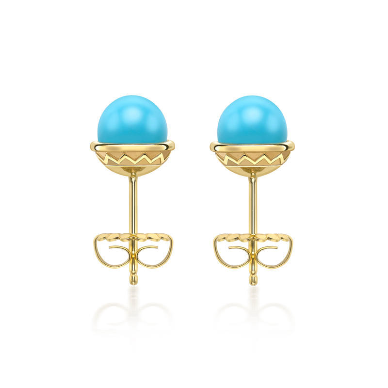 Nada Stud Earrings - Turquoise in 18ct Gold by Patrick Mavros