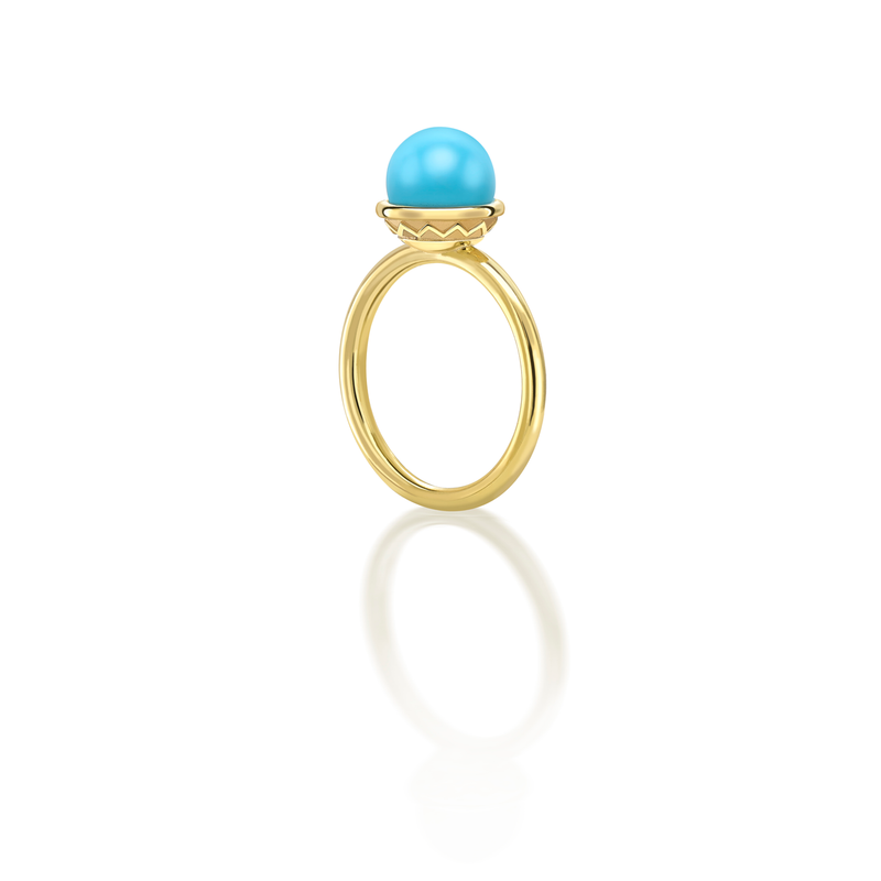 Nada Ring - Turquoise in 18Ct Gold by Patrick Mavros