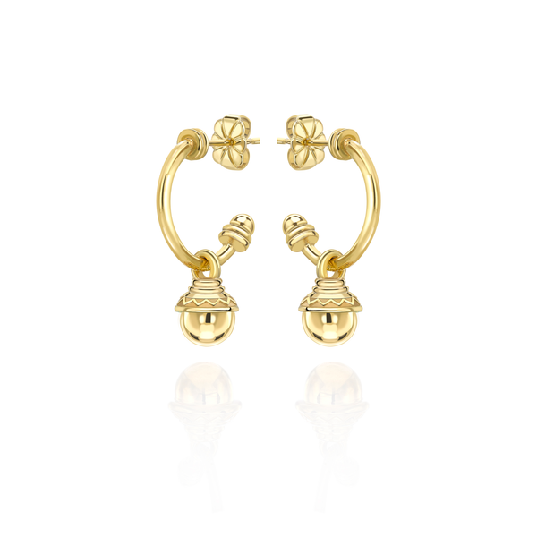 Nada Hoop Earrings - Gold Bead in 18ct Gold - Small by Patrick Mavros