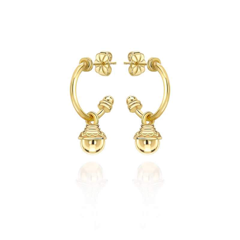 Nada Hoop Earrings - Gold Bead in 18ct Gold - Small by Patrick Mavros