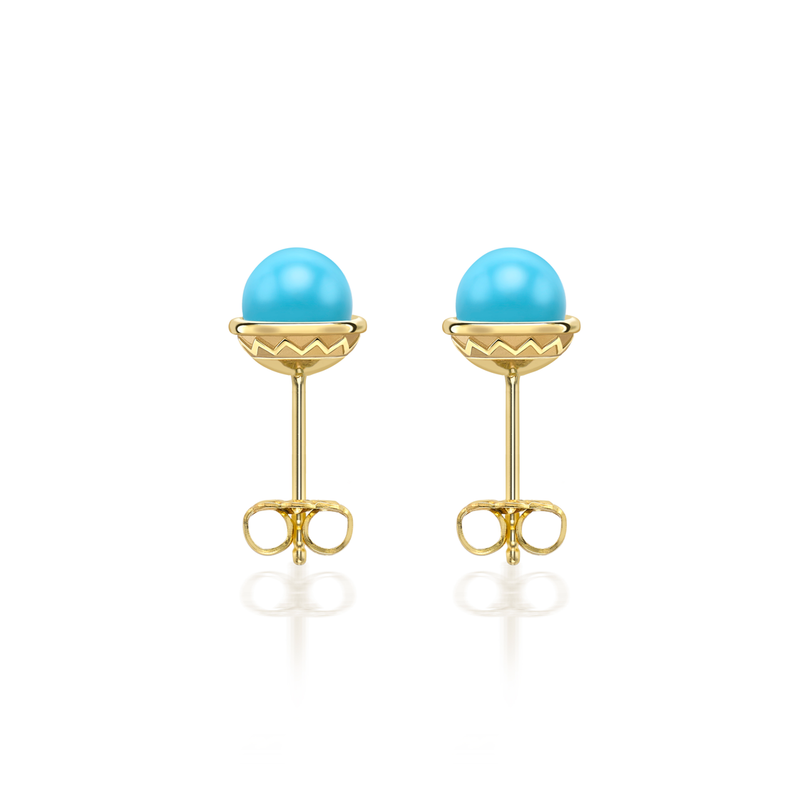 Nada Stud Earrings - Turquoise in 18ct Gold - Small by Patrick Mavros