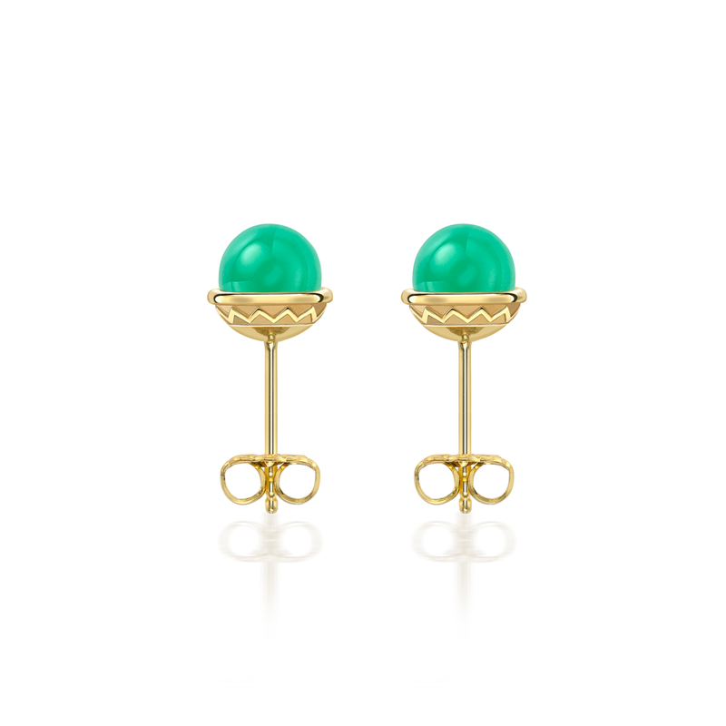 Nada Stud Earrings - Chrysoprase in 18ct Gold - Small by Patrick Mavros