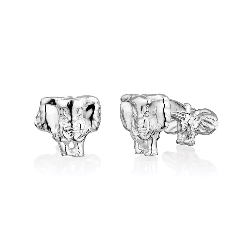 Elephant Front/Back Cufflinks in Sterling Silver