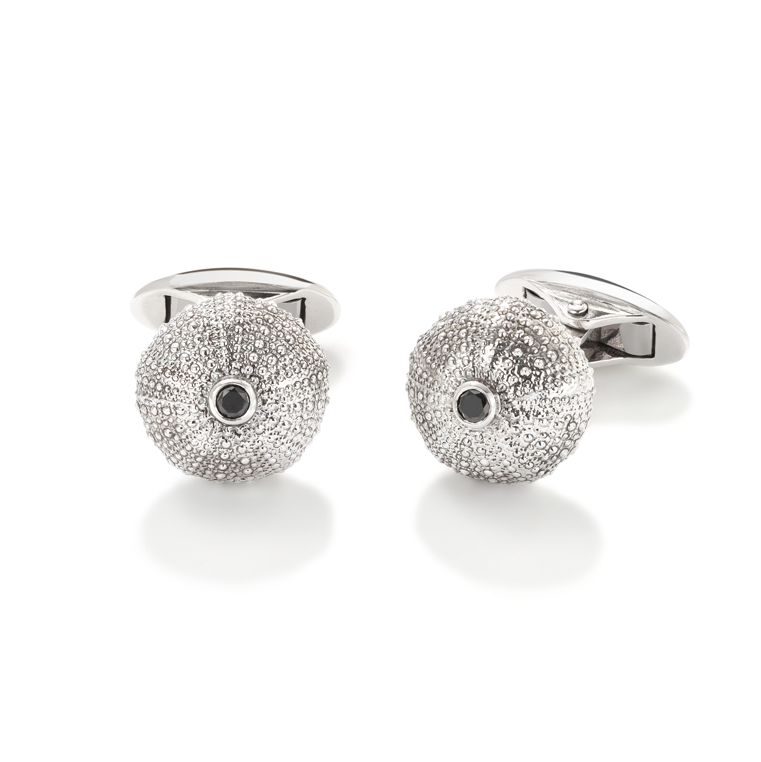 Sea Urchin Cufflinks Diamond Silver