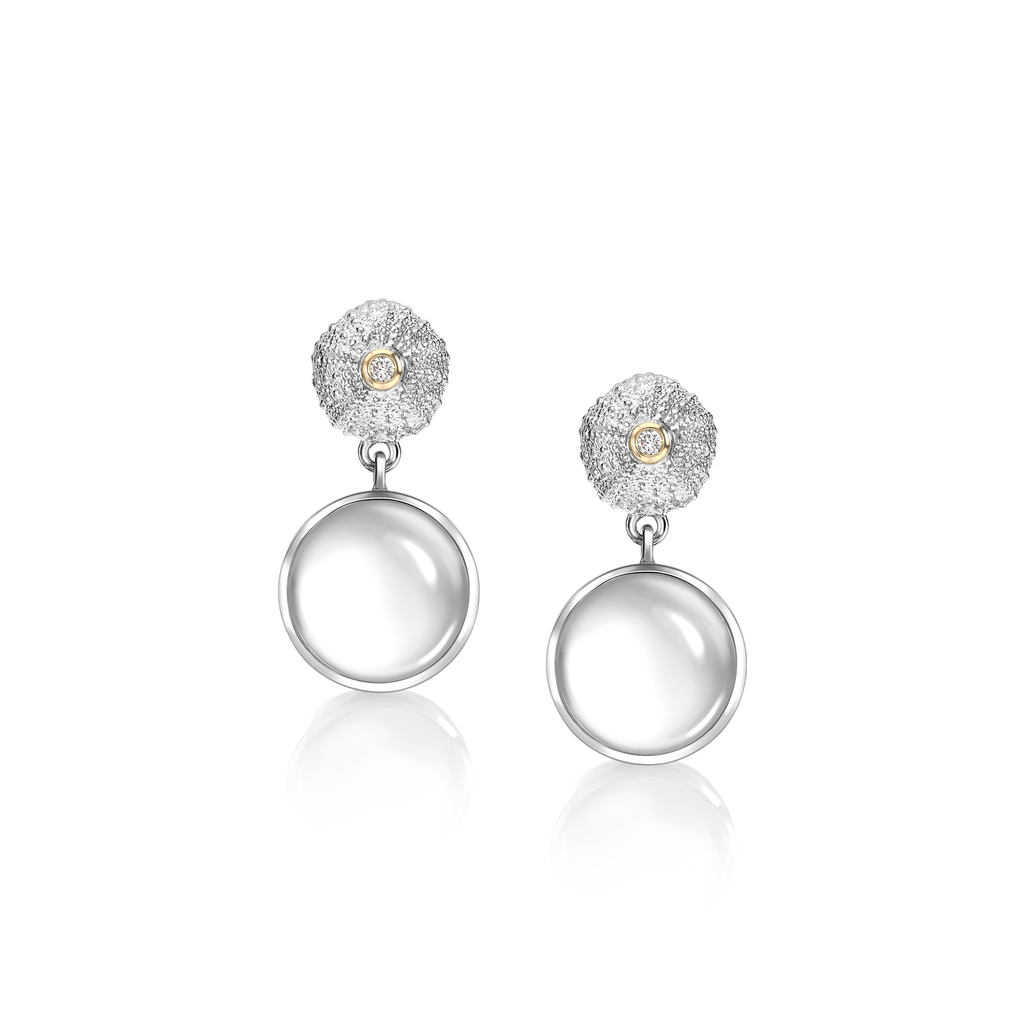Ocean Tides Milky Quartz Earrings with 18ct Gold in Silver by Patrick Mavros