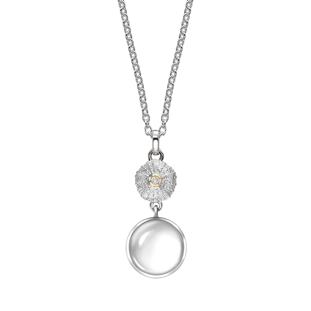 Ocean Tides Milky Quartz Necklace with 18ct Gold in Silver by Patrick Mavros