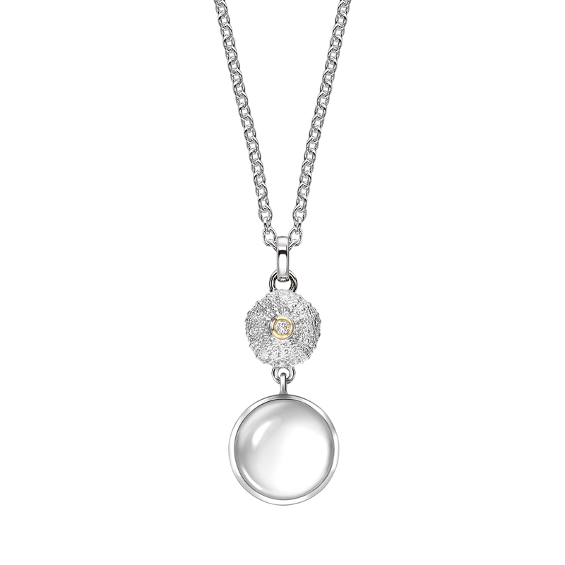 Ocean Tides Milky Quartz Necklace with 18ct Gold in Silver by Patrick Mavros