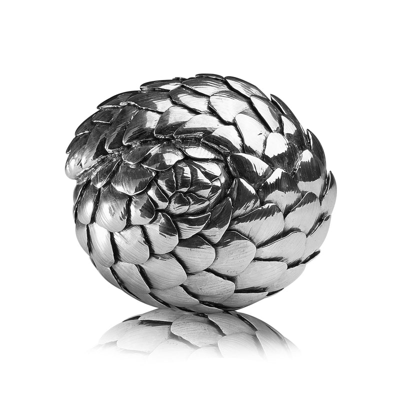 Pangolin Rolled Sculpture in Sterling Silver - Large