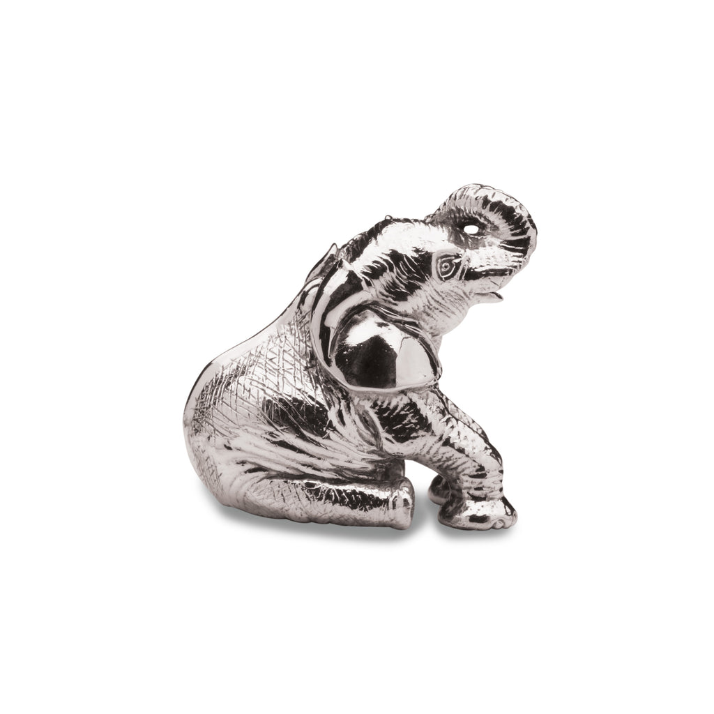 Elephant Sitting Paperweight in Silver